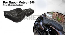 For Royal Enfield Super Meteor 650 Front and Rear Genuine Leather Seat - SPAREZO